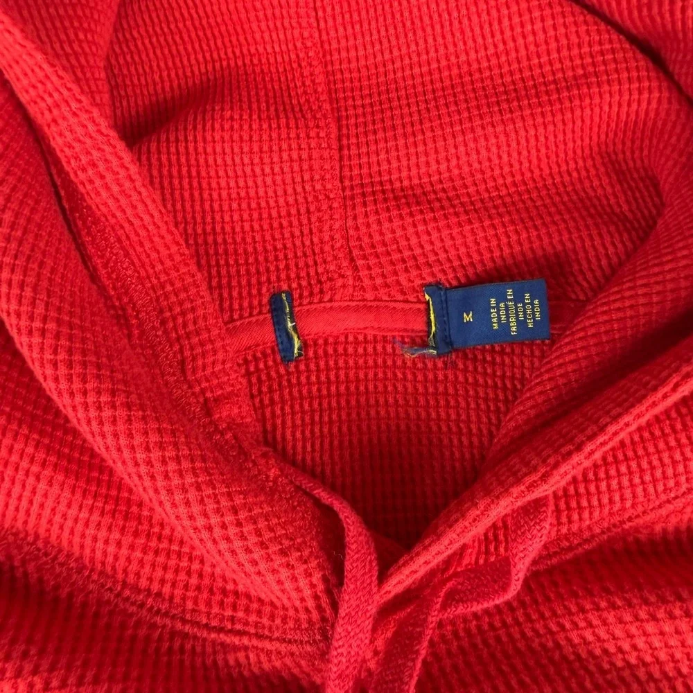Polo Ralph Lauren Waffle Pullover Hoodie Mens Medium Red Thermal Cotton New NWT